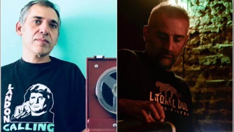 El periodista y escritor Daniel Flores y parte de Litoral Dub Sound System.