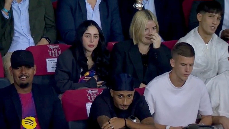 La rosarina en la platea del estadio olímpico de Cataluña.