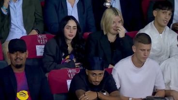 La rosarina en la platea del estadio olímpico de Cataluña.