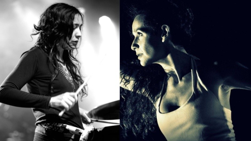 La percusionista Victoria Virgolini y la bailarina Inés Maguna.