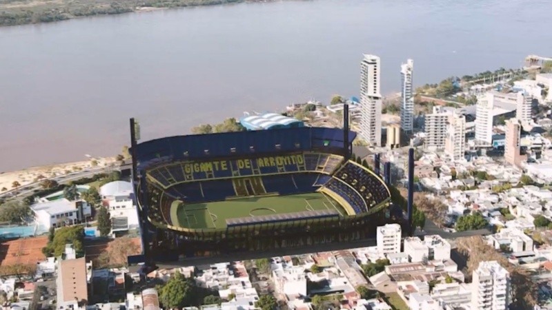 Un render que mostró el club este sábado: la vista aéra del estadio con la tercera bandeja.