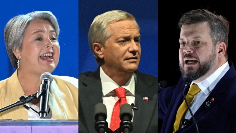 Jeannette Jara, José Antonio Kast y Johannes Kaiser.