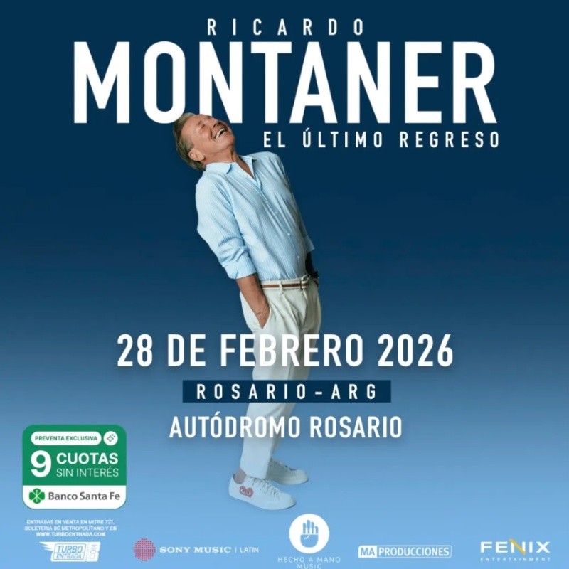  Ricardo Montaner se presentará en Rosario en febrero de 2026.