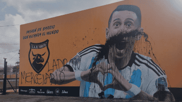 Así quedó el mural tras el ataque.