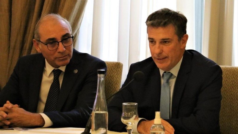 Simioni (presidente saliente) y Bortolato (flamante titular de la Bolsa)