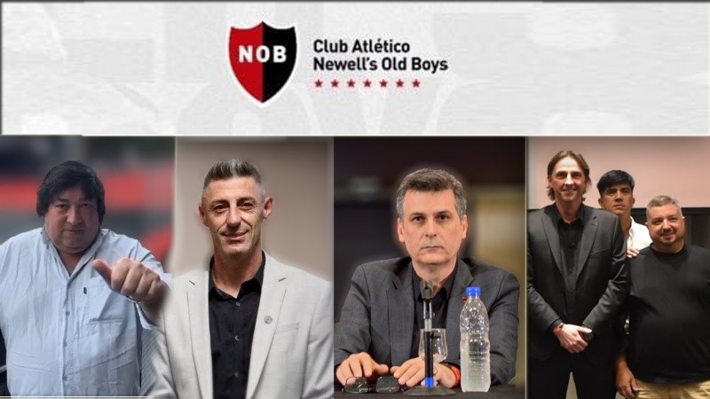 Guillermo Muñoz, Cristian D'Amico, Ignacio Boero y Julián Gonzalez con Juan Cuneo; todos pugnan por la presidencia de Newell's.