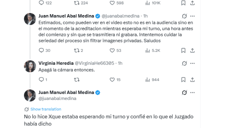 Los tuits de Abal Medina. 