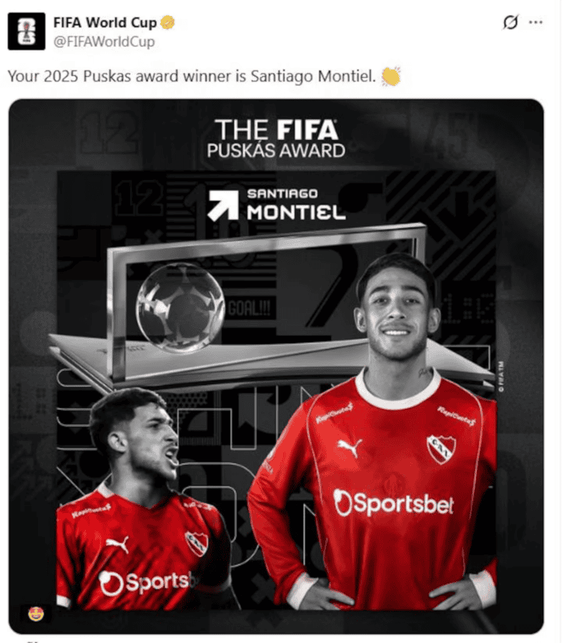 &nbsp;El posteo de la FIFA. 