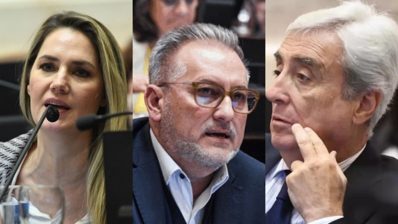 Los senadores santafesinos Losada, Lewandowski y Galaretto.