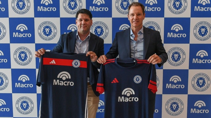El presidente de Leones FC, Matías Messi, y el titular de Banco Macro, Jorge Brito