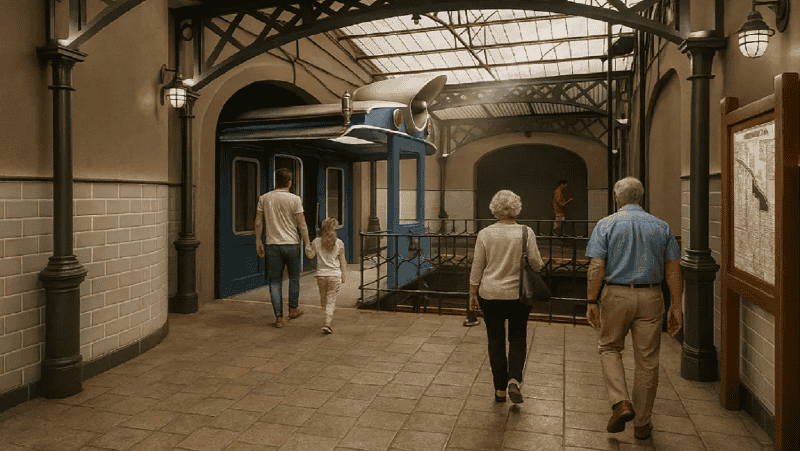 Imagen ilustrativa de la plataforma antes de embarcar en el vuelo al pasado rosarino.