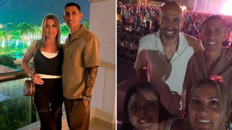 Ángel Di María recibió el 2026 junto a su familia y la de Carlos Quintana en el Caribe.
