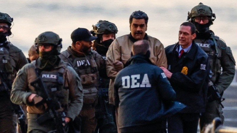Maduro al momento del traslado a Manhattan.