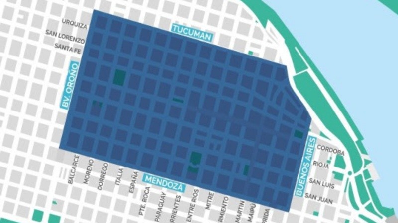 &nbsp;El radio del centro en el que este lunes no se cobra el estacionamiento medido en la ciudad.