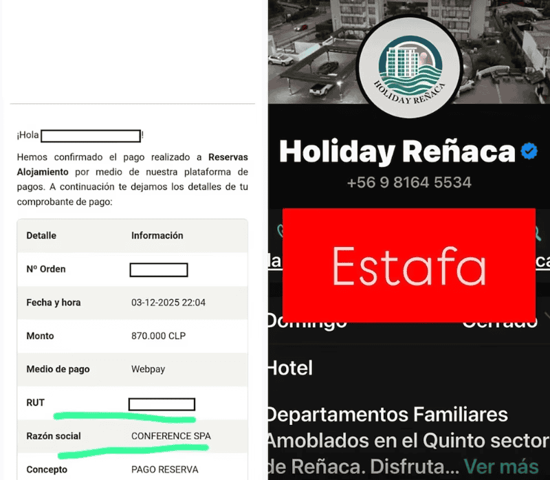 La página web falsa tenía links a conocidas aplicaciones de reservas.&nbsp;