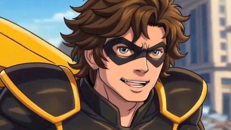 Milei como el capitan Ancap animado.