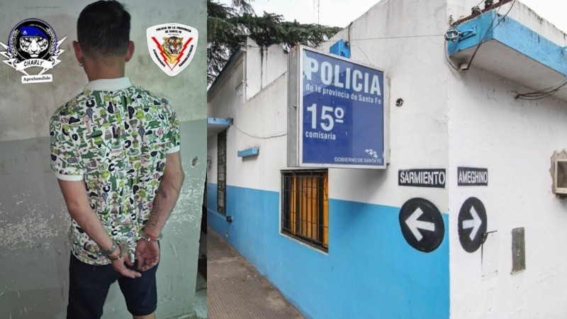 Creciente fue fotografiado esposado dentro de la comisaría antes de su liberación.