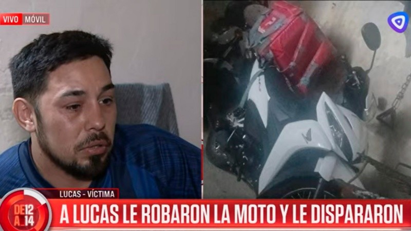 Mal trago para Lucas. Le dispararon y el robo le impide trabajar.