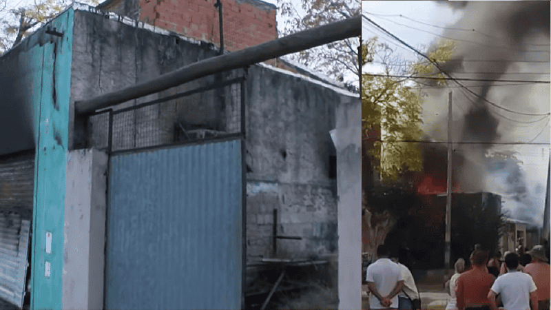 El galpón quedó destruido por dentro y las llamas salían de su techo, sorprendiendo a los vecinos.
