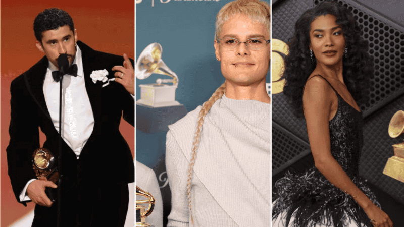 Bad Bunny, Ca7riel y Paco Amoroso y Olivia Dean en los Premios Grammy 2026.