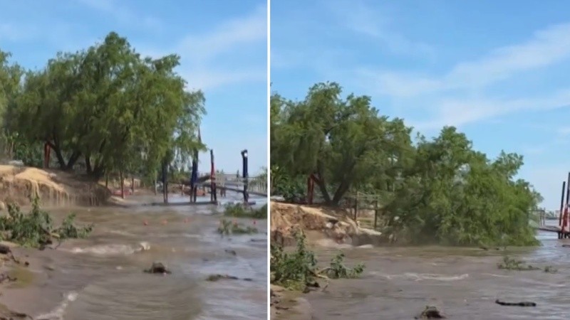 Sorpresa en las islas por el desprendimiento de un sector de la barranca en el que había árboles.