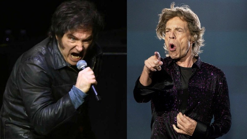 El presidente Javier Milei y el cantante Mick Jagger.