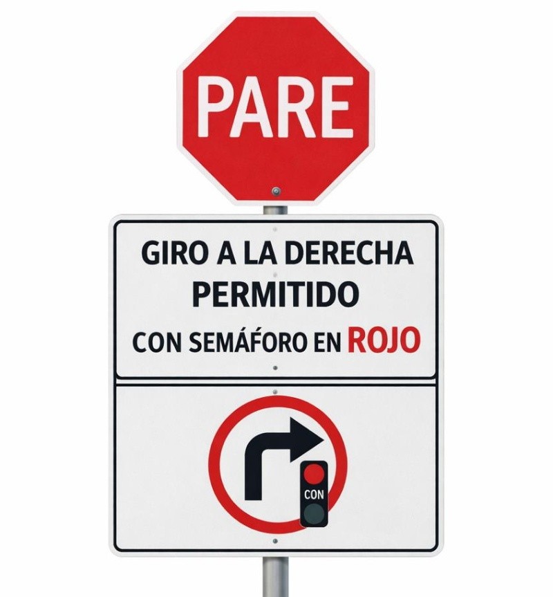 &nbsp;Cartel que habilita el giro.
