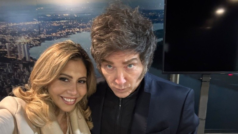 La diputada Romina Diez junto al presidente Milei