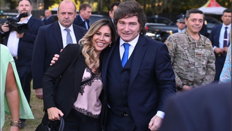La diputada Romina Diez junto al presidente Javier Milei.