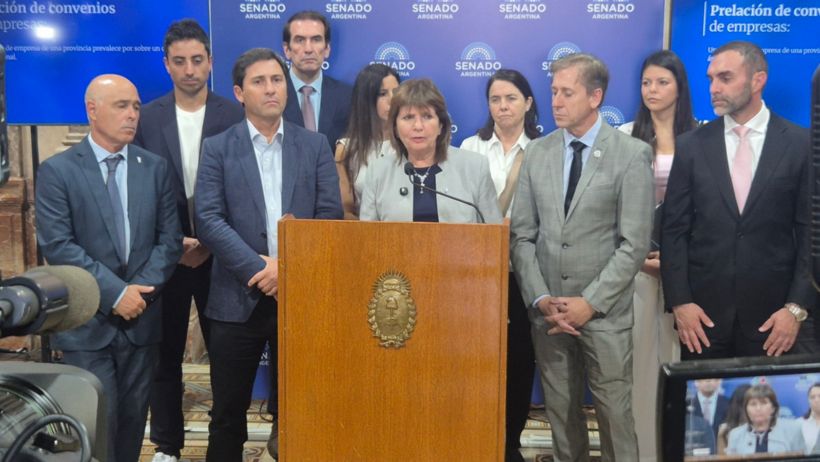 La senadora Bullrich en el anuncio de los cambios.