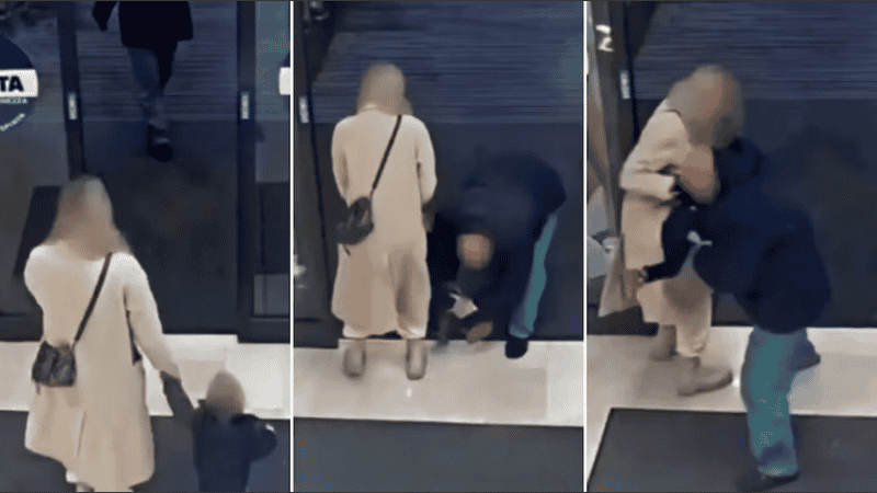 Sin decir nada, el agresor tomó a la pequeña de la pierna derecha e intentó arrastrarla hacia el interior del comercio.