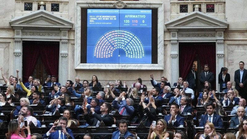 El momento de la votación en diputados, que resultó a favor de la Reforma laboral de Milei
