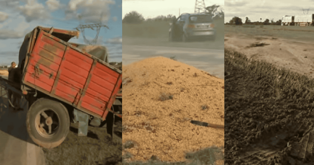 Volcó un acoplado con cereal en la autopista Rosario–Córdoba a la altura de Roldán