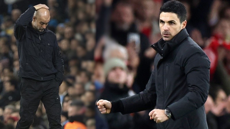 Guardiola lamenta la oportunidad perdida y Arteta celebra (EFE).