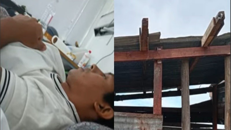 Ramón en el Heca tras sufrir una caída al intentar salvar el techo de su precaria vivienda.