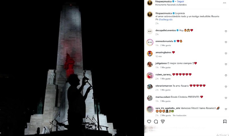 &nbsp;Fito se prepara para el show gratuito en el Monumento.