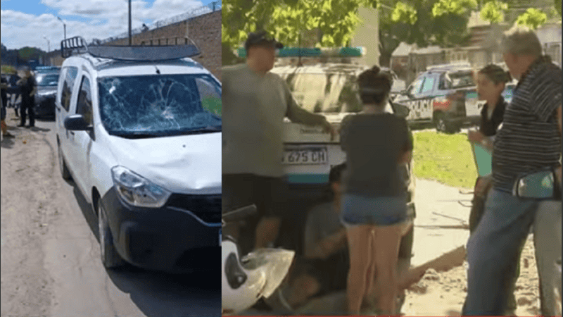 La Kangoo quedó abollada y los conductores resultaron demorados mientras se dilucidaba el conflicto.