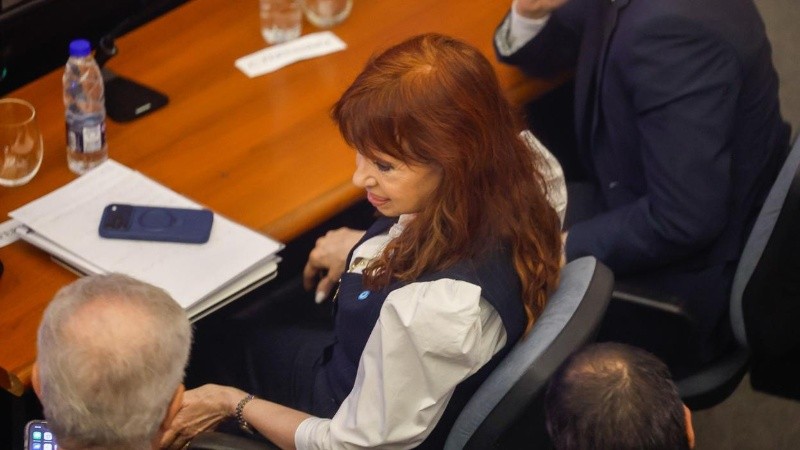 La expresidenta antes de su declaración presencial.