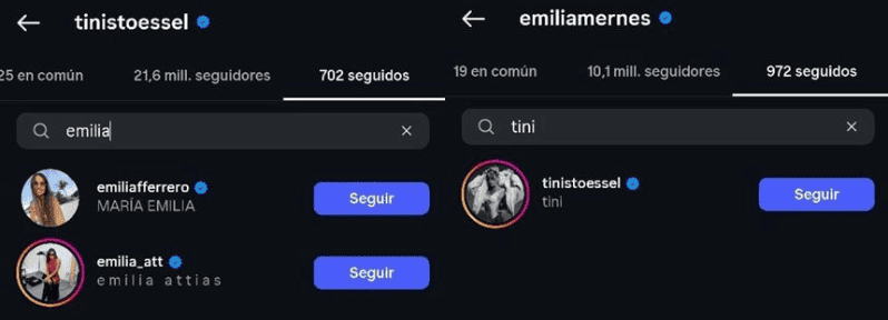 Tini Stoessel dejó de seguir a Emilia Mernes.&nbsp;