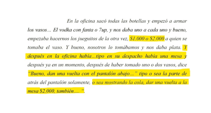 Uno de los testimonios contra Porcel.&nbsp;(Foto: Infobae)