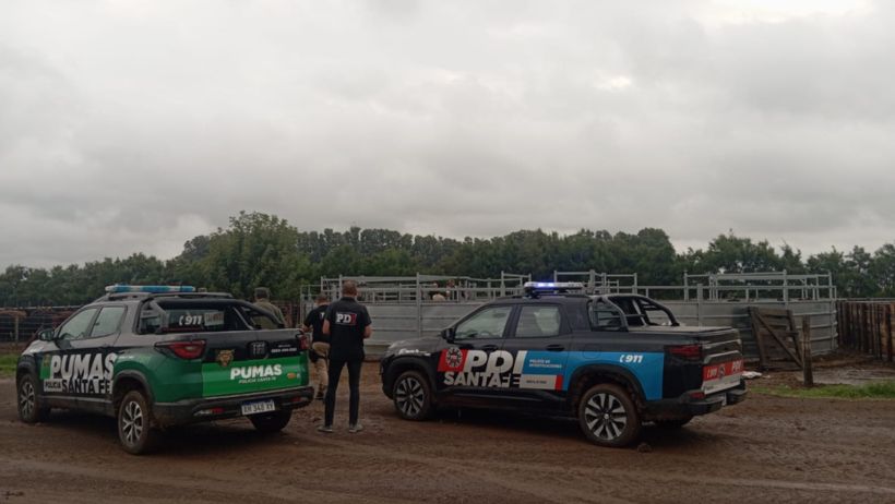 Autoridades en el campo de Chabás adonde apareció el ganado faltante