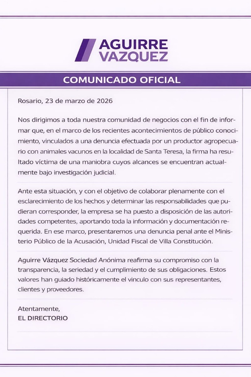 El comunicado de Aguirre Vázquez&nbsp;