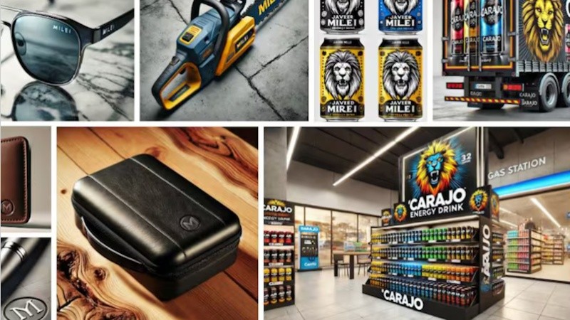 Desde anteojos a bebidas energizantes, con la marca Milei.&nbsp;