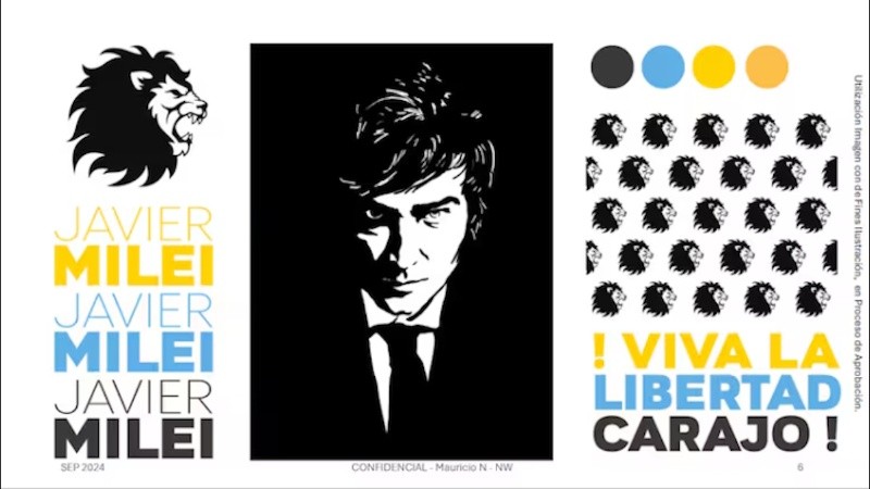 Una de las páginas del documento en el que se habla de monetizar la imagen de Milei.