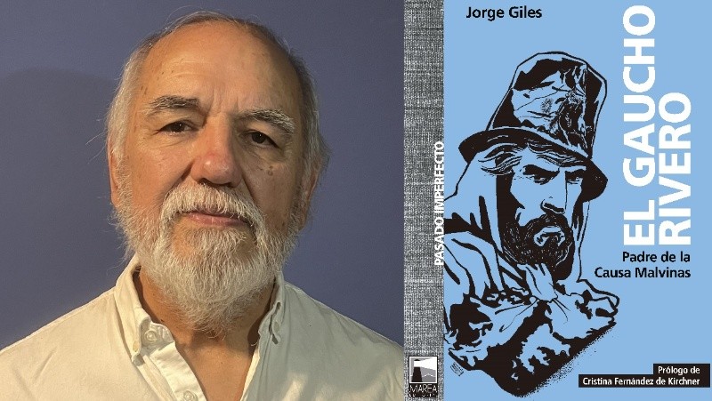 Jorge Giles y la tapa de su último libro.