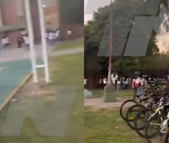 Imágenes de corridas en el patio de la escuela en medio de los escopetazos.