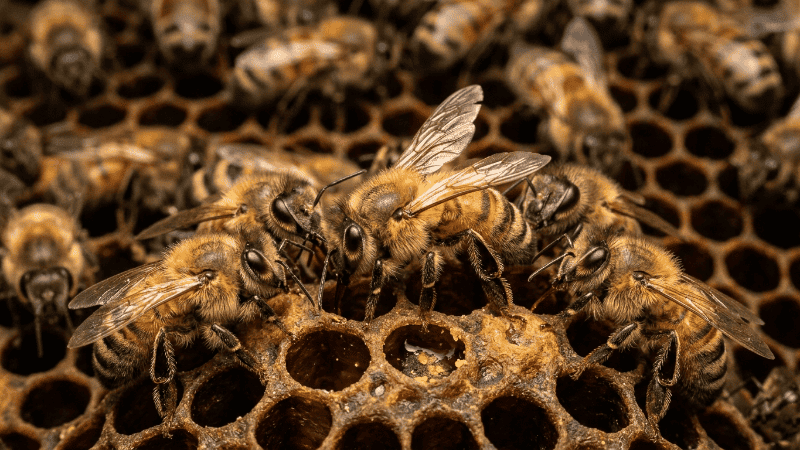 Al regresar al panal, las abejas ejecutan la 