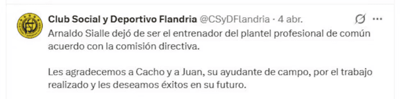 &nbsp;La confirmación de la salida de Sialle como DT. 