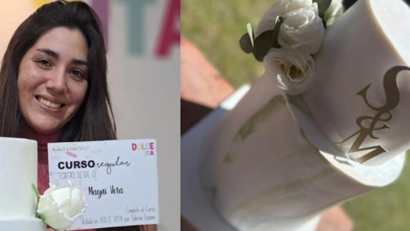 Magalí Vera era repostera. En la foto, la torta que le hizo a una amiga para su fiesta de casamiento. Fue la primera, y la última.&nbsp;