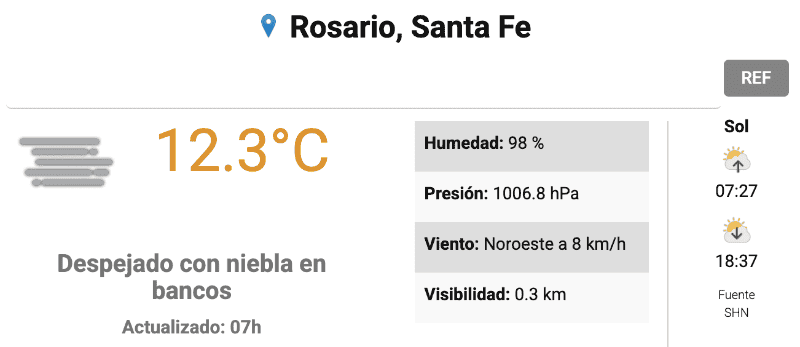 La visibilidad reducida que advertía el SMN a primera hora del sábado.&nbsp;